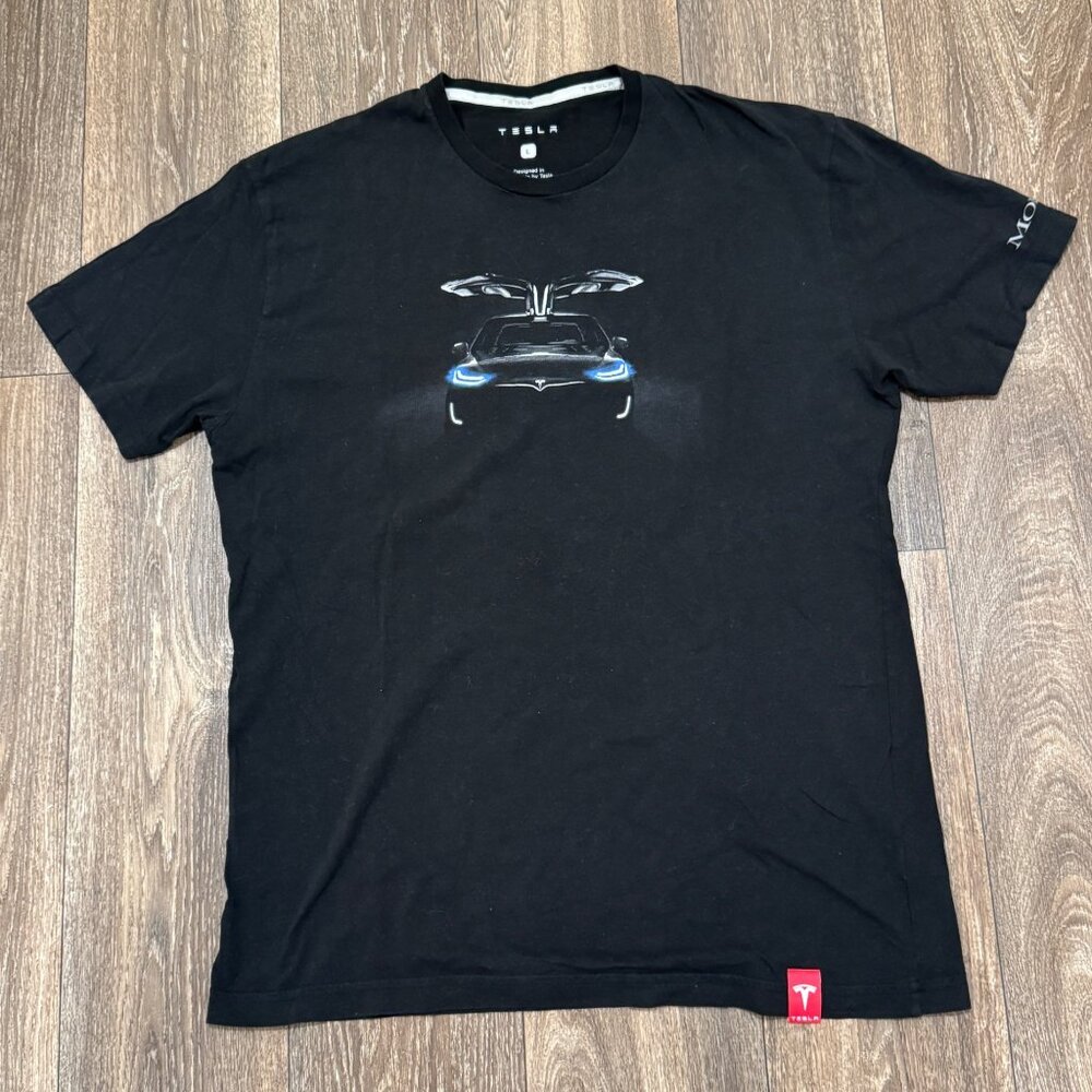 Official Tesla Motors Model X Shirt Men's Large Black Doors Opened Elon